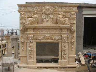 Double Sided Fireplace Insert, Chinese Nature Marble