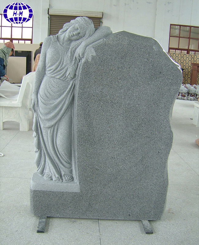 Chinese Light Gray Granite Angel Monument